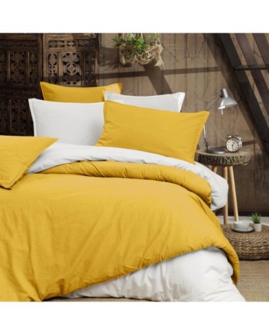 Housse de couette en coton lavé biologique  miel 260x240 cm