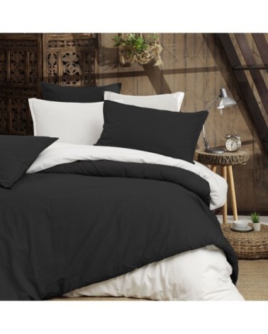 Housse de couette en coton lavé biologique  carbone 240x220 cm