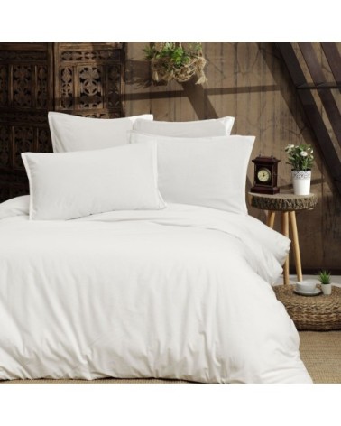 Housse de couette en coton lavé biologique  blanc 240x220 cm