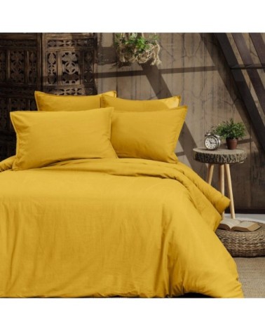 Housse de couette en coton lavé biologique  miel 200x200 cm