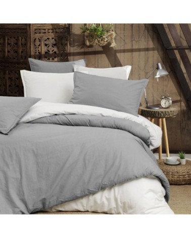 Housse de couette en coton lavé biologique  blanc 200x200 cm