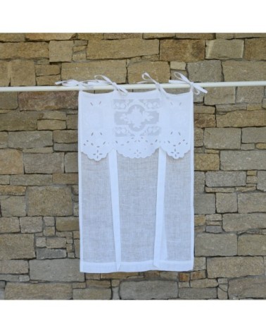 Store en lin blanc et broderies 80X160 CM