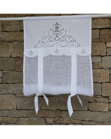 Store en lin blanc et broderies 60X120 CM