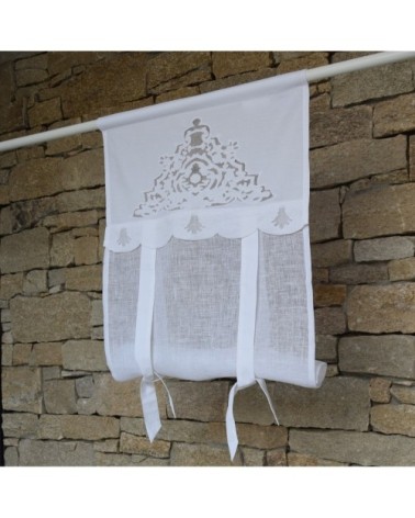 Store en lin blanc et broderies 60X120 CM