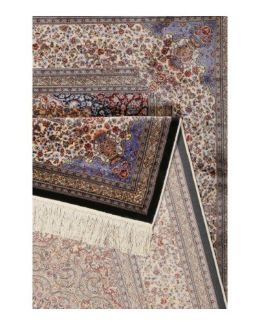 Tapis tissé fin soyeux vintage bleu de très grande qualité 290x200