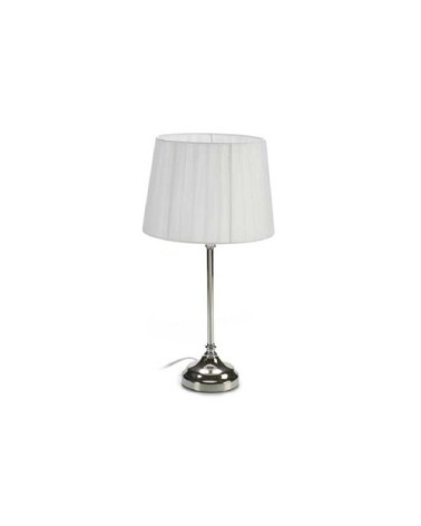 Lampe à poser en métal argenté et abat-jour blanc H45cm