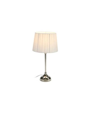 Lampe à poser en métal argenté et abat-jour blanc H45cm