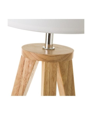 Lampe à poser trépied bois et abat-jour blanc H33,5cm
