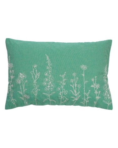 Coussin vert en coton 40x60 cm avec motif fleuri