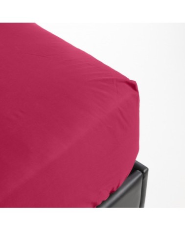 Drap housse grands bonnets percale rose 160x200