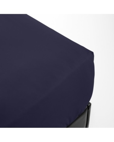 Drap housse grands bonnets percale bleu 180x200