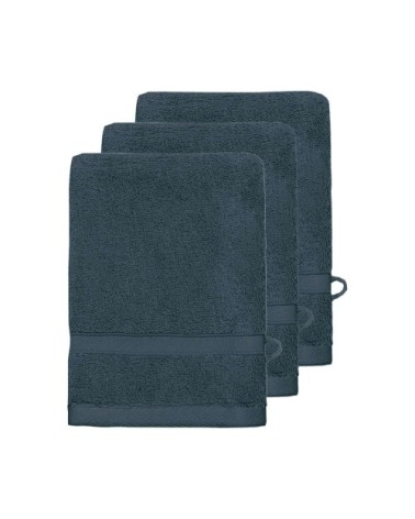 Lot de 3 gants de toilette 600 gr/m²  indigo 16x22 cm