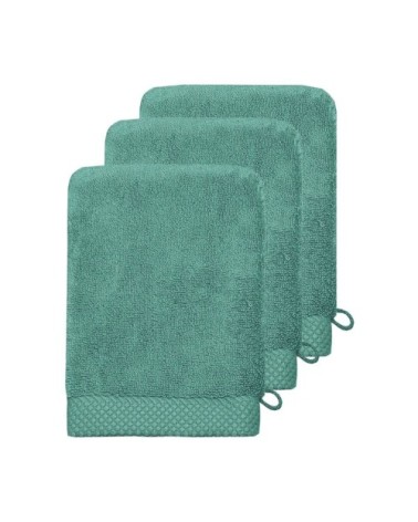 3 gants de toilette zéro twist 560gr/m²  aqua sea 16x22 cm