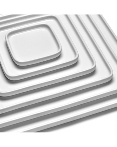 Assiette carrée en porcelaine blanche 16x16cm