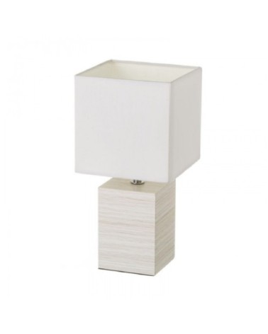 Lampe à poser en bois et abat-jour blanc H33cm