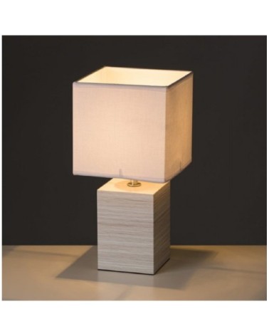 Lampe à poser en bois et abat-jour blanc H33cm