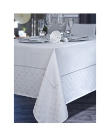 Nappe damassée lurex blanc 145x300