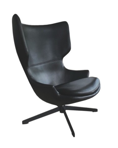 Fauteuil rotatif aspect cuir noir