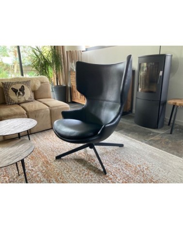 Fauteuil rotatif aspect cuir noir