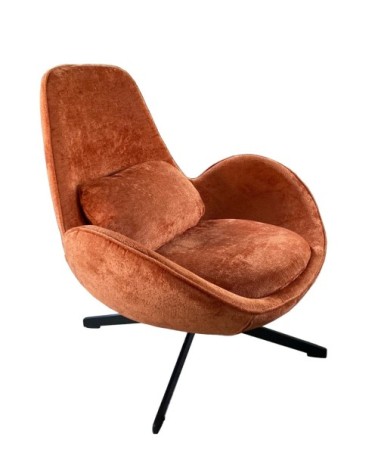 Fauteuil rotatif en velours orange