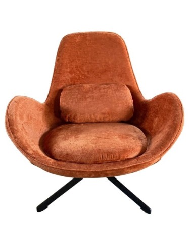 Fauteuil rotatif en velours orange