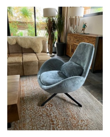 Fauteuil rotatif en velours gris