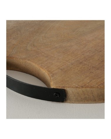 Planche à découper ronde en bois et métal noir D33cm