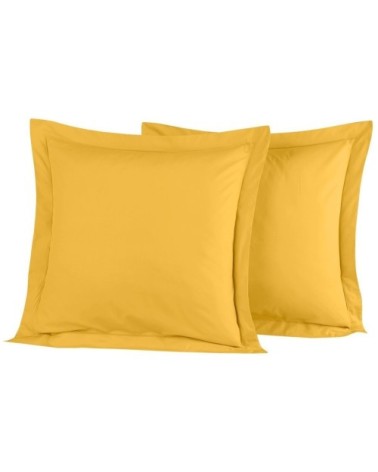 Lot de 2 taies d'oreiller en percale de coton safran 65x65 cm