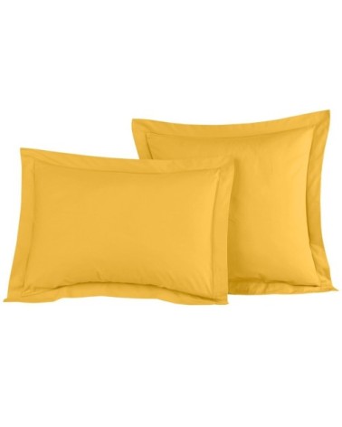 Lot de 2 taies d'oreiller en percale de coton safran 65x65 cm