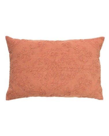 Coussin rose en coton 40x60 cm avec motif fleuri