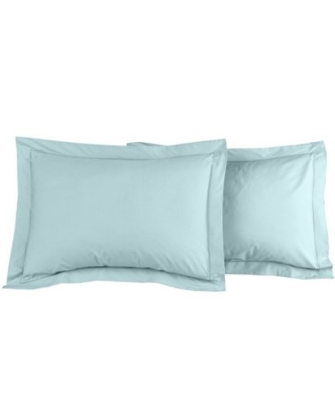Lot de 2 taies d'oreiller en percale de coton bleu arctic 50x70 cm