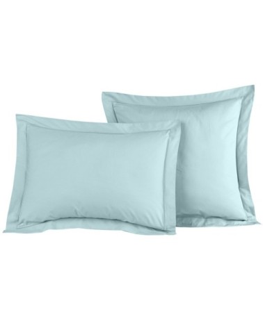 Lot de 2 taies d'oreiller en percale de coton bleu arctic 50x70 cm