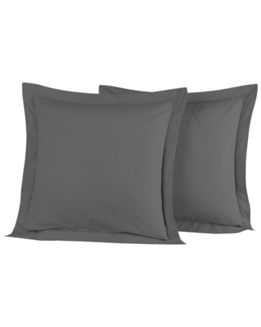Lot de 2 taies d'oreiller en percale de coton galet 65x65 cm
