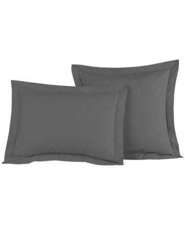 Lot de 2 taies d'oreiller en percale de coton galet 65x65 cm