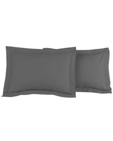 Lot de 2 taies d'oreiller en percale de coton galet 50x70 cm
