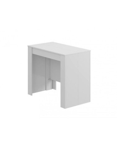Table console à rallonge effet bois blanc brillant 90x51 cm