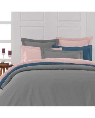 Lot de 2 taies d'oreiller en percale de coton galet 50x70 cm