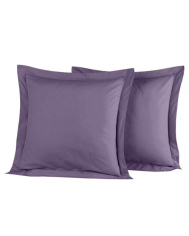 Lot de 2 taies d'oreiller en percale de coton pourpre 65x65 cm