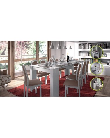 Table console à rallonge effet bois blanc brillant 90x51 cm