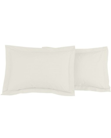 Lot de 2 taies d'oreiller en percale de coton ecru 50x70 cm