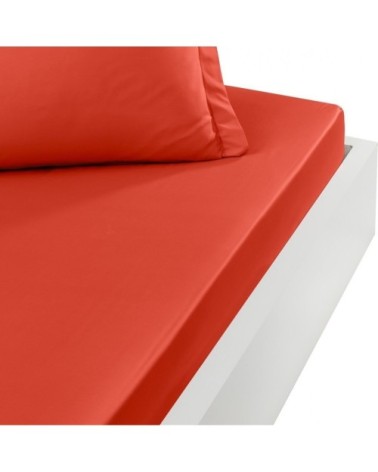 Drap housse en percale de coton Terracota 90x190 cm
