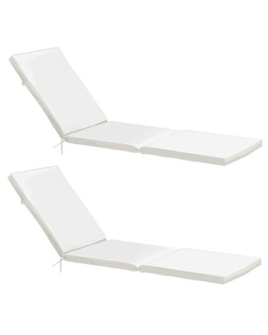 Lot de 2 coussins bain de soleil polyester écru 186 x 53 x 5 cm