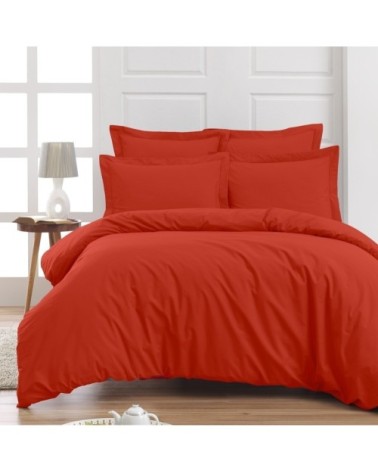 Drap plat en percale de coton  terracota 180x290 cm