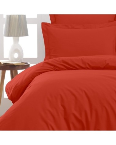 Drap plat en percale de coton  terracota 180x290 cm