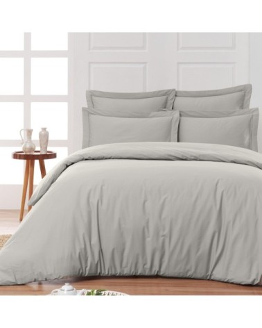 Housse de couette en percale coton  gris perle 200x200 cm