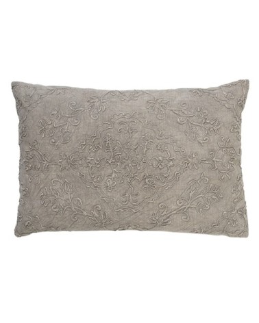 Coussin gris en coton 40x60 cm avec motif fleuri