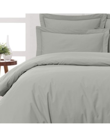 Housse de couette en percale coton  gris perle 140x200 cm