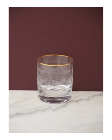 Verre à whisky avec motifs gravés et liseré doré