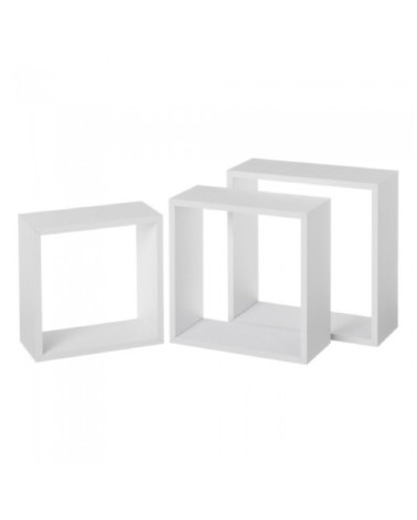 Set de 3 étagères murales en bois MDF blanc 30x30x12cm