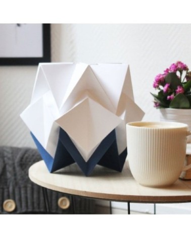 Lampe de table origami bicolore en papier taille M